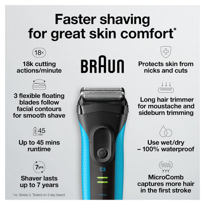 Braun Series 3 ProSkin 3040s Rechargeable Wet & Dry Men's Electric Shaver with Precision Trimmer 🍁 All In One Marketplace Canada