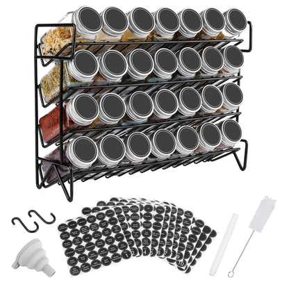 Vtopmart Spice Rack Organizer for Cabinet, 4 Tier Spice Organizer with 28 Empty Spice Jars and 432 Blank Labels, Seasoning Organization for Countertop, Cabinet, Kitchen, Pantry, Cupboard 🍁 All In One Marketplace Canada