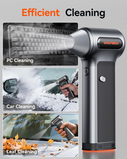 WOLFBOX MF200 Electric Air Duster with Removable Battery & 4 Nozzles, Cordless 3-Speed Adjustable Mini Blower for Computer Keyboard, Car Cleaning, Home, and Outdoor Use 🍁 All In One Marketplace Canada