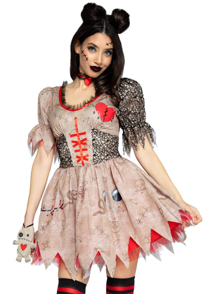 Leg Avenue Women's Deadly Voodoo Doll Halloween Costume, Multicolor, Small/Medium