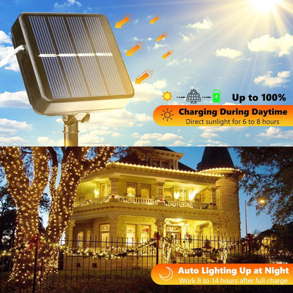 Lomotech Solar String Lights Outdoor - 2 Pack Total 66ft 200LED Solar Fairy Lights Waterproof 8 Modes Twinkle Lights for Outdoor, Patio, Garden, Yard, Party, Wedding, Tree Decoration (Warm White) 🍁 All In One Marketplace Canada
