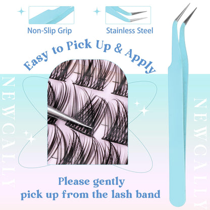 Lash Clusters Kit Wispy Natural Cluster Eyelash Extension Kit DIY Lash Extension Kit C Curl 10-16MM Eyelash Clusters Volume Individual Lashes Kit by Newcally 🍁 All In One Marketplace Canada