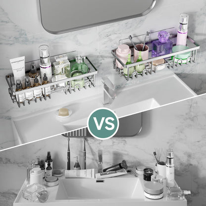 Veken Large Capacity Shower Caddy 3-Pack, No Drilling Adhesive Rack with Soap Holder, Rustproof & Waterproof Shelves, Bathroom Organizers and Storage, Wall-Mounted Kitchen & Home Decor, Silver 🍁 All In One Marketplace Canada