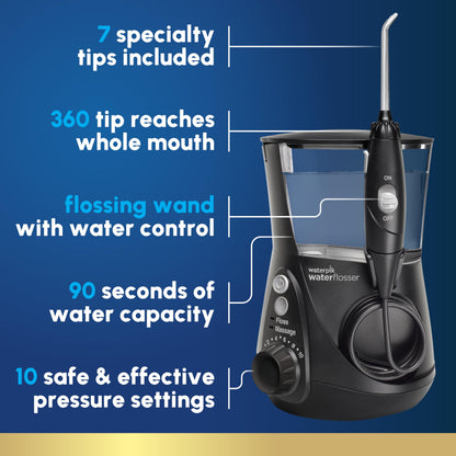 Waterpik Aquarius Water Flosser For Teeth Cleaning, Gums, Braces, Dental Care, Electric Power With 10 Settings, 7 Tips For Multiple Users & Needs, CDA Validated, Black WP-662, Packaging May Vary 🍁 All In One Marketplace Canada