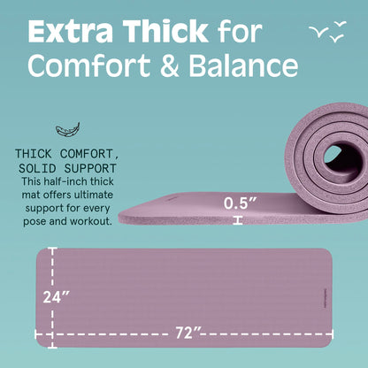 Retrospec Solana Yoga Mat 1" And 1/2" Thick With Nylon Strap for Men And Women - Non Slip Exercise Mat For Home Yoga, Pilates, Stretching, Floor And Fitness Workouts 🍁 All In One Marketplace Canada