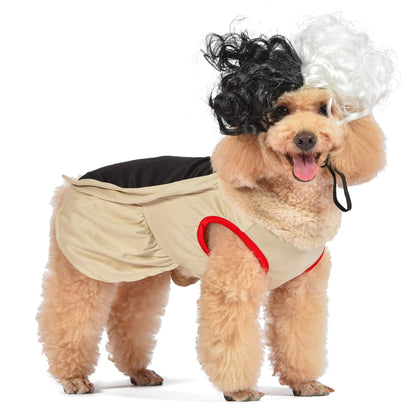 Disney for Pets Halloween Disney Villains Cruella Costume - Extra Large - | Disney Villains Halloween Costumes for Dogs, Officially Licensed Disney Dog Halloween Costume, Beige (FF22930)