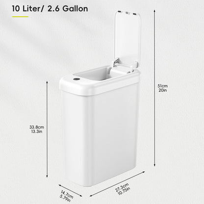 EKO Automatic Bathroom Trash Can with Lid, 2.6 Gallon Slim Touchless Garbage Can, Waterproof Motion Sensor Trash Bin for Bathroom, Office, Kitchen, White 🍁 All In One Marketplace Canada