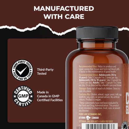 Pure Lab Vitamins Copper Glycinate 1mg - 150 Vegi-caps 🍁 All In One Marketplace Canada