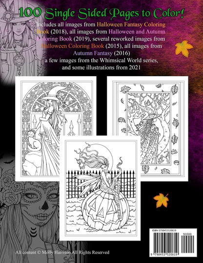 Big Book of Halloween and Autumn Coloring Book by Molly Harrison: 100 pages of Halloween and Autumn Themed Illustrations to Color!