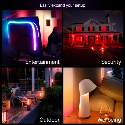 Philips Hue Essential Starter Kit: Bridge + 4 Essential E26 Smart Bulbs, White and Color Ambiance, 2200K-6500K, Dimmable, Works with Alexa, Google Assistant, Samsung SmartThings, Apple Home 🍁 All In One Marketplace Canada