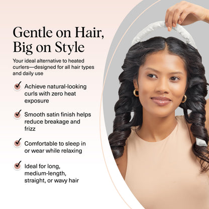 Kitsch Satin Heatless Curlers Set – Heatless Curls Overnight w/ 34" Hair Waver & 2 Satin Hair Scrunchies, Comfortable Hair Curlers to Sleep In for Frizz-Free, No Heat Damage Styling - Ivory 🍁 All In One Marketplace Canada