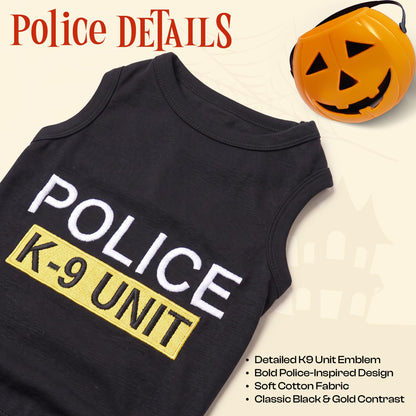 Parisian Pet Police K9 Dog Costume - Dog K9 Halloween Shirt - Pet Police Costume - Dogs Costumes for Halloween - Dogs Apparel & Accessories - Sleeved Pet Outfit - XL