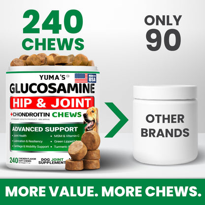 Glucosamine for Dogs - 240 Chews - Hip and Joint Supplement for Dogs with Chondroitin, MSM & Turmeric - Joint Pain Relief for Senior Dogs - All Breeds - Mobility Support - Value Pack - Made in USA 🍁 All In One Marketplace Canada