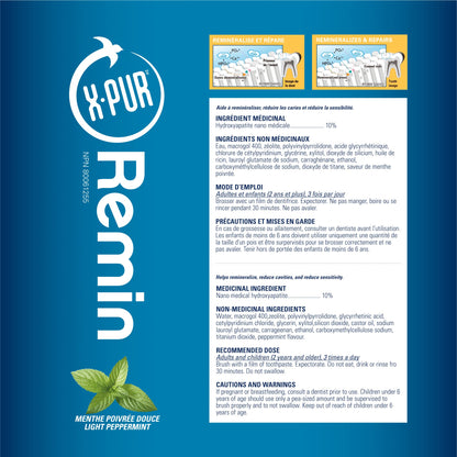 X-PUR Remin Fluoride-Free Toothpaste – Enamel Remineralization & Sensitivity Relief with Nano Hydroxyapatite & Natural Xylitol – Fights Dry Mouth & Gingivitis – 70g Tube 🍁 All In One Marketplace Canada
