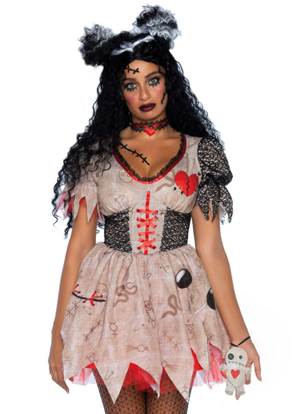 Leg Avenue Women's Deadly Voodoo Doll Halloween Costume, Multicolor, Medium/Large