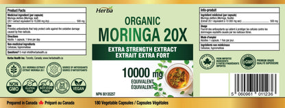 Herba 10,000MG Organic Moringa Capsules – 180 Count | Ultra Potent - 20:1 Extract | Made in Canada | Pure Moringa Capsules using Organic Moringa Powder 🍁 All In One Marketplace Canada