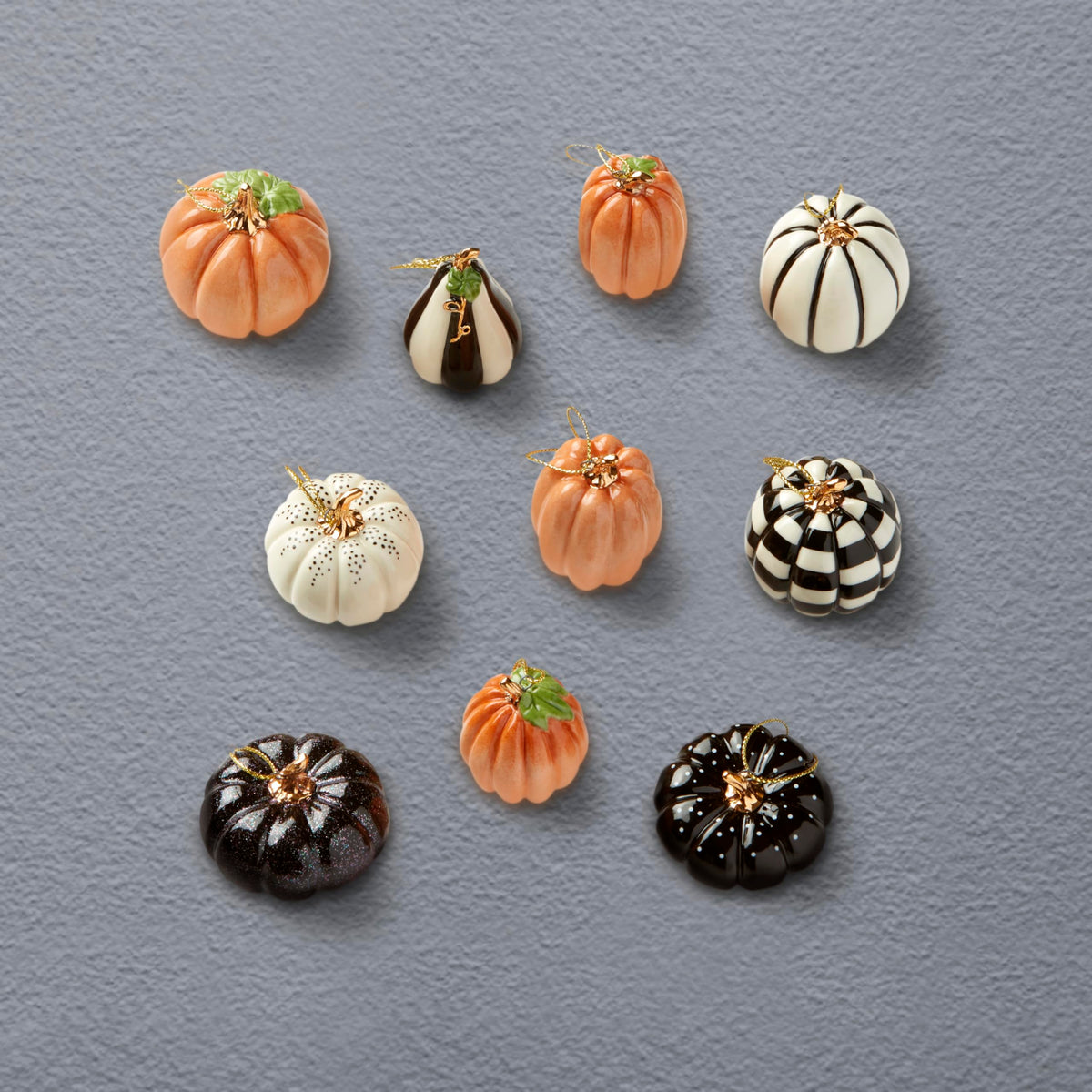 Lenox Pumpkin 10-Piece Mini Porcelain Halloween Hanging Ornament Set
