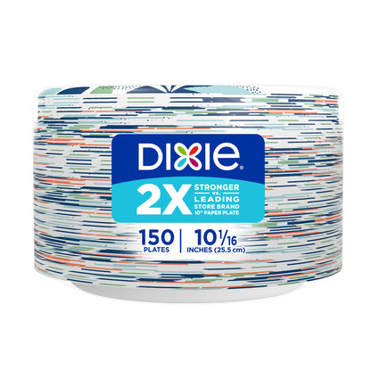Dixie Large Paper Plates, 10 Inch, 150 Count, 2X Stronger, Microwave-Safe, Soak-Proof, Cut Resistant, Disposable Plates for Everyday Breakfast, Lunch, & Dinner Meals 🍁 All In One Marketplace Canada