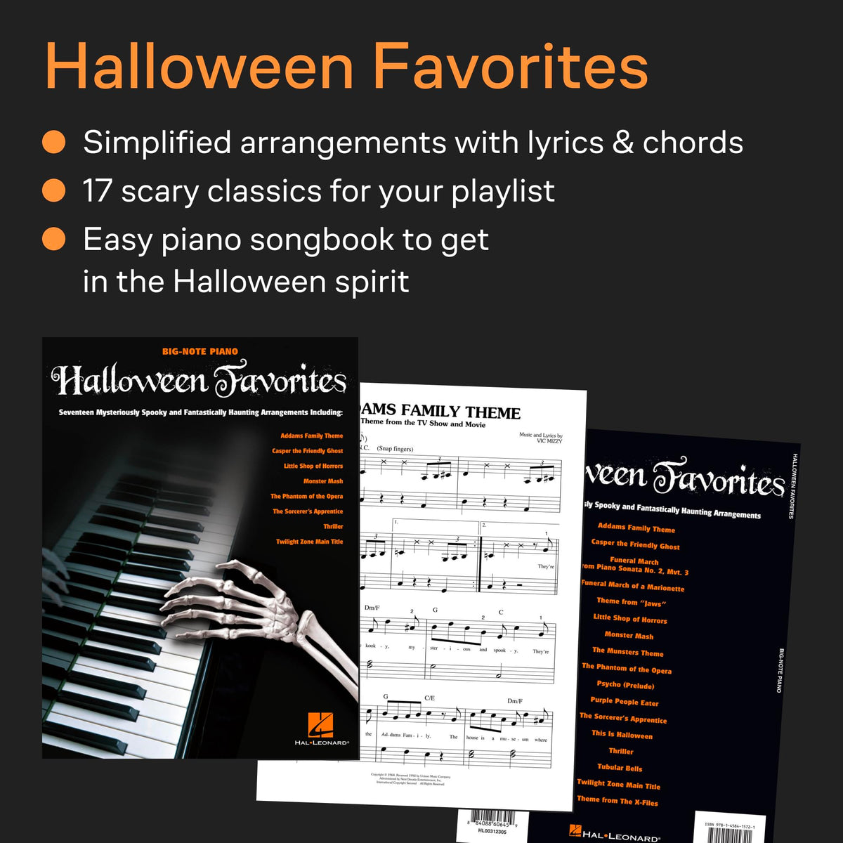 Halloween Favorites Big Note Piano Songbook | 17 Spooky and Haunting Music Themes for Beginners and Advanced Players | Easy Piano Sheet Music for Halloween Party