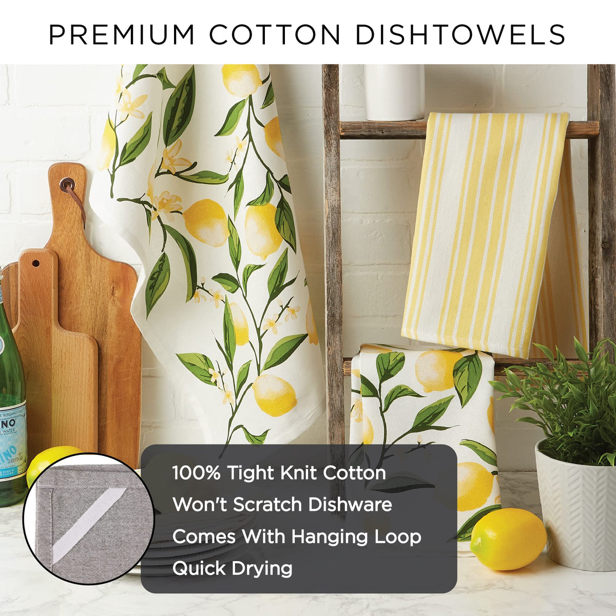 DII Halloween Hand Towels for The Kitchen Decorative Spooky & Fun Cotton Printed Dishtowel Set, 18x28, Black & White Buffalo Check/Orange Stripes, 3 Count