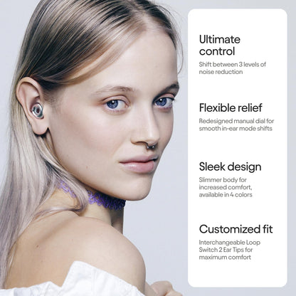 Loop Switch 2 Adjustable Ear Plugs – 3 Noise Relief Modes For Ultimate Control | Flexible Noise Reduction Earplugs For Focus, Travel, Socializing, Festivals & More | 20-26 dB (SNR) Noise Reduction 🍁 All In One Marketplace Canada