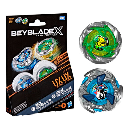 Beyblade X Circle Ghost 4-60LR UX & Hack Viking 4-55O UX Takara Tomy Dual Pack Set with 2 Right-Spinning Tops, Battling Tops Game Toys, Ages 8+ 🍁 All In One Marketplace Canada