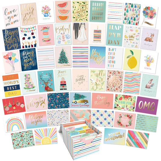 Sweetzer & Orange 100 All Occasion Cards & Envelopes Set - Greeting Notecards Assortment Box - Birthday Cards Bulk for Office, Thank You, Holiday, Blank Notecards & more – Organizer Box Included 🍁 All In One Marketplace Canada