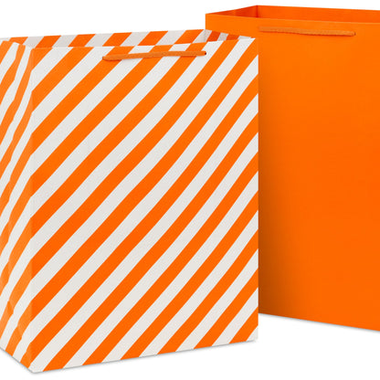 Hallmark Halloween Assorted Gift Bags Bulk - Black, Orange and Purple (12 Bags: 5 Medium 9", 4 Large 13", 3 Extra Large 15") Stripes, Polka Dots, Solids for Kids, Teachers, Birthdays