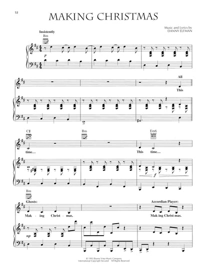 Tim Burton's: The Nightmare Before Christmas | Sheet Music Songbook | Piano Vocal Guitar Arr. for Movie Soundtrack Fans | 11 Iconic Halloween and Christmas Songs | Film Music for Piano and Voice