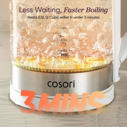 Cosori Glass Electric Kettle 1500W, Plastic-Free, 1.7L, Cordless, White 🍁 All In One Marketplace Canada