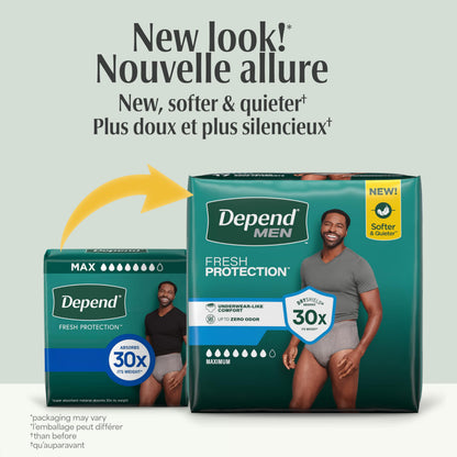 Depend Fresh Protection Adult Incontinence Underwear for Men (Formerly Depend Fit-Flex), Disposable, Maximum, Extra-Extra-Large, Grey, 44 Count (2 Packs of 22) 🍁 All In One Marketplace Canada