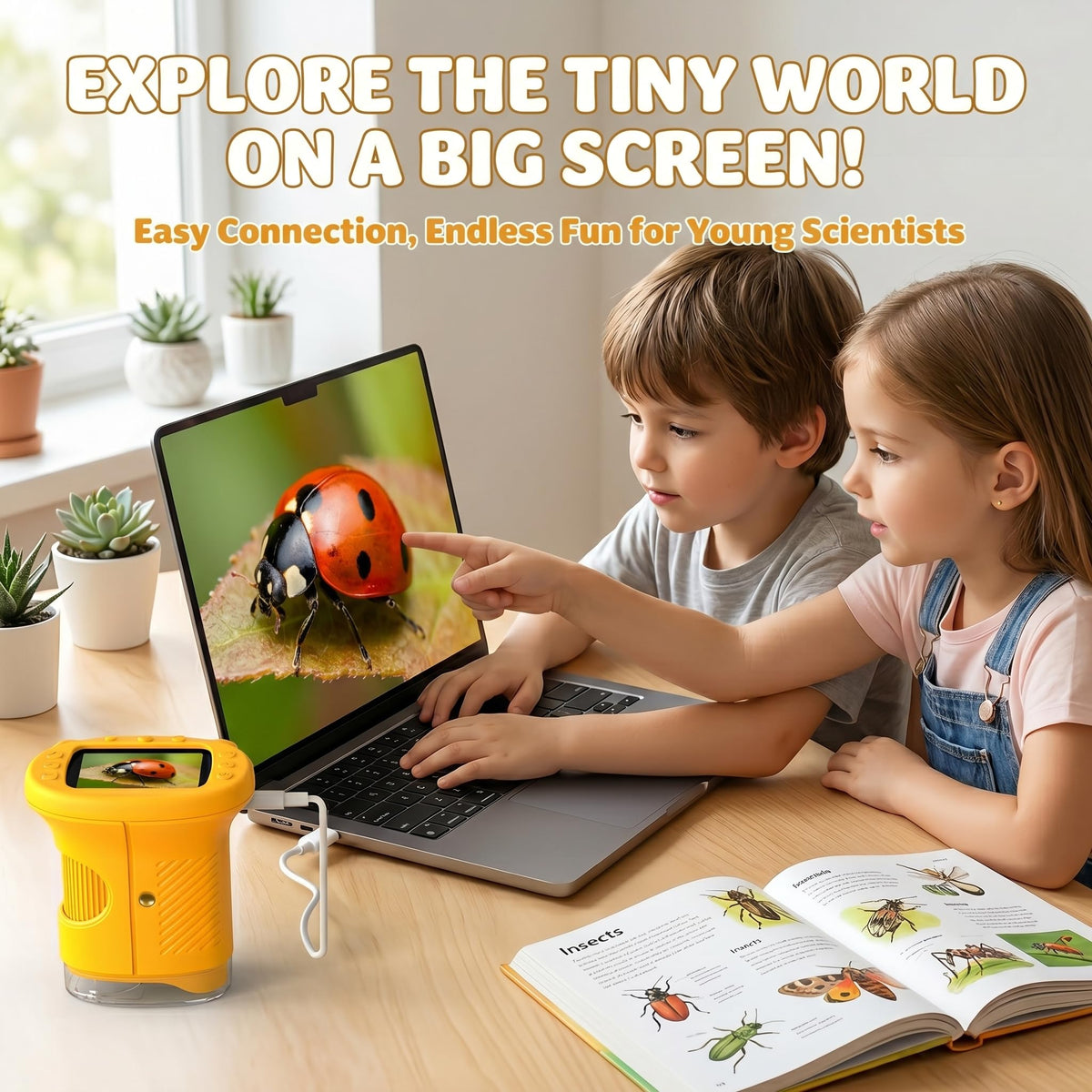 OAEBLLE Kids Microscope, 1000X 4K Digital Microscope with 2.4″ IPS Screen & 8 LED, USB Rechargeable, STEM Science Learning Kit Toys, Great Gift for Boys and Girls Aged 4-12 🍁 All In One Marketplace Canada