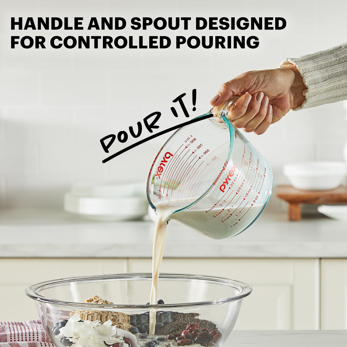 Pyrex 3 Piece Glass Measuring Cup Set, Includes 1-Cup, 2-Cup, and 4-Cup Tempered Glass Liquid Measuring Cups, Dishwasher, Freezer, Microwave, and Preheated Oven Safe, Essential Kitchen Tools 🍁 All In One Marketplace Canada