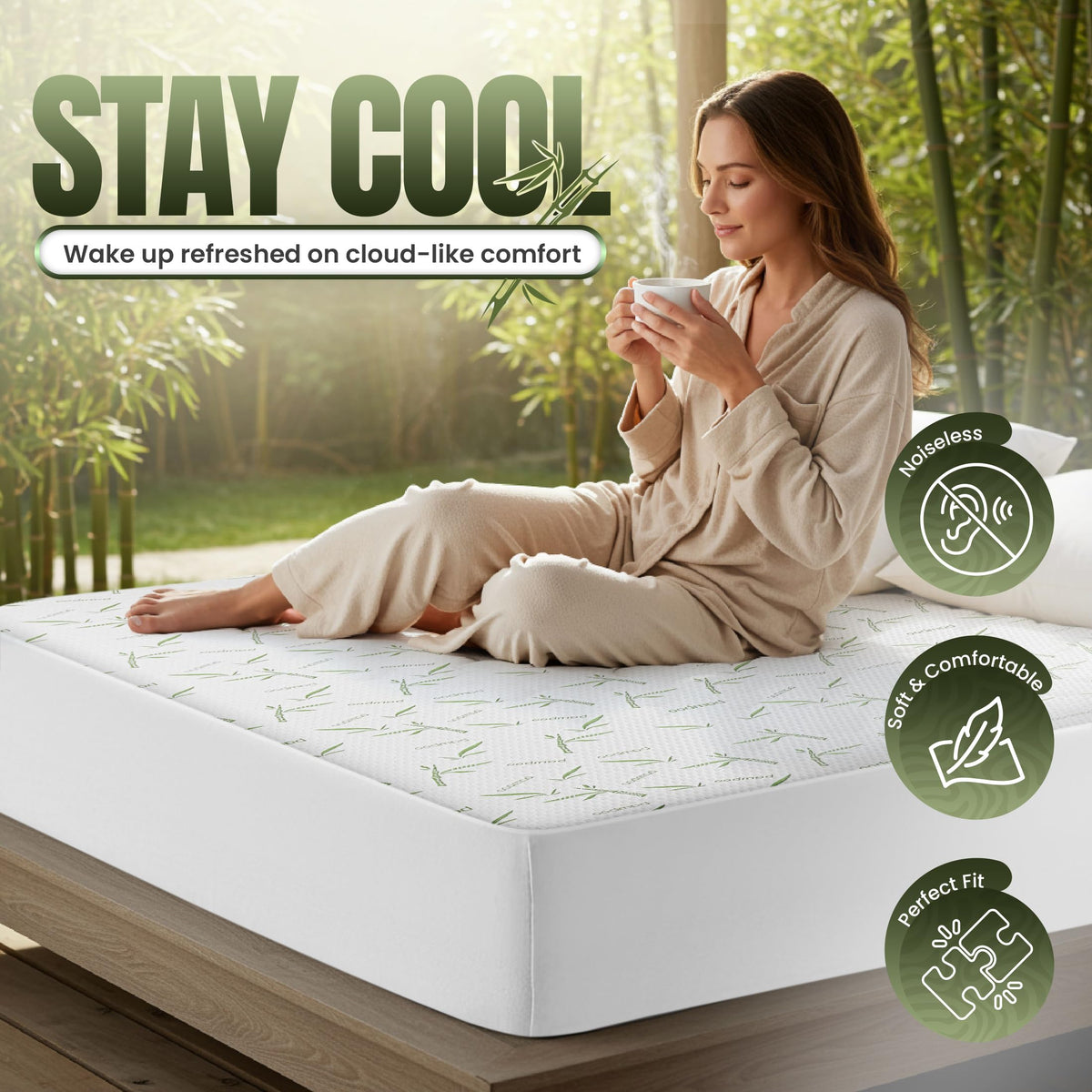 Utopia Bedding Waterproof Mattress Protector Twin Size, Bamboo Viscose Mattress Cover 200 GSM, Fits 15 Inches Deep, Breathable, Fitted Style with Stretchable Pockets 🍁 All In One Marketplace Canada