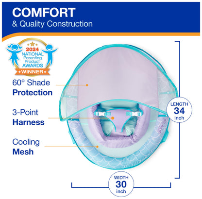 Swimways Infant Spring Float, Baby Pool Float with Canopy & UPF Protection, Swimming Pool Accessories for Kids 3-9 Months, Mermaid 🍁 All In One Marketplace Canada