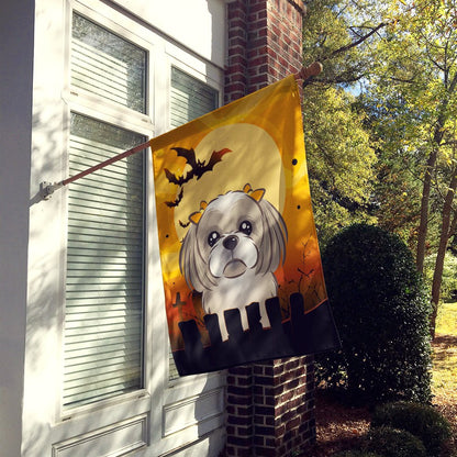 Caroline's Treasures BB1808CHF Halloween Gray Silver Shih Tzu Canvas House Size Flag, Multicolor, Large