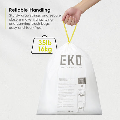 EKO Extra Strong 13 Gallon Large Drawstring Trash Bags, Heavy-Duty Garbage Bags for Kitchen & Household Use (50L), Leak-Resistant, 110 Count, Code F 🍁 All In One Marketplace Canada
