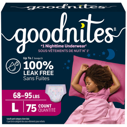 GoodNites Girls' Nighttime Bedwetting Underwear, Large (68-95 lbs), 75 Ct 🍁 All In One Marketplace Canada