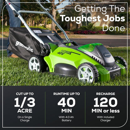 Greenworks 40V 16-inch Cordless Lawn Mower, 4.0 Ah Battery and Charger Included 25242 🍁 All In One Marketplace Canada