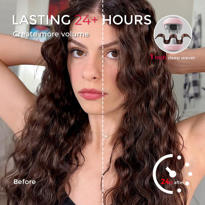 TYMO ROVY Hair Waver Curling Iron, 3-Barrel Ionic Hair Curler with 9 Heat Settings, Beach Waves Crimper for Women, Travel-Friendly, Anti-Scald, Fast Heating, Easy to Use, Pink, 1 inch 🍁 All In One Marketplace Canada