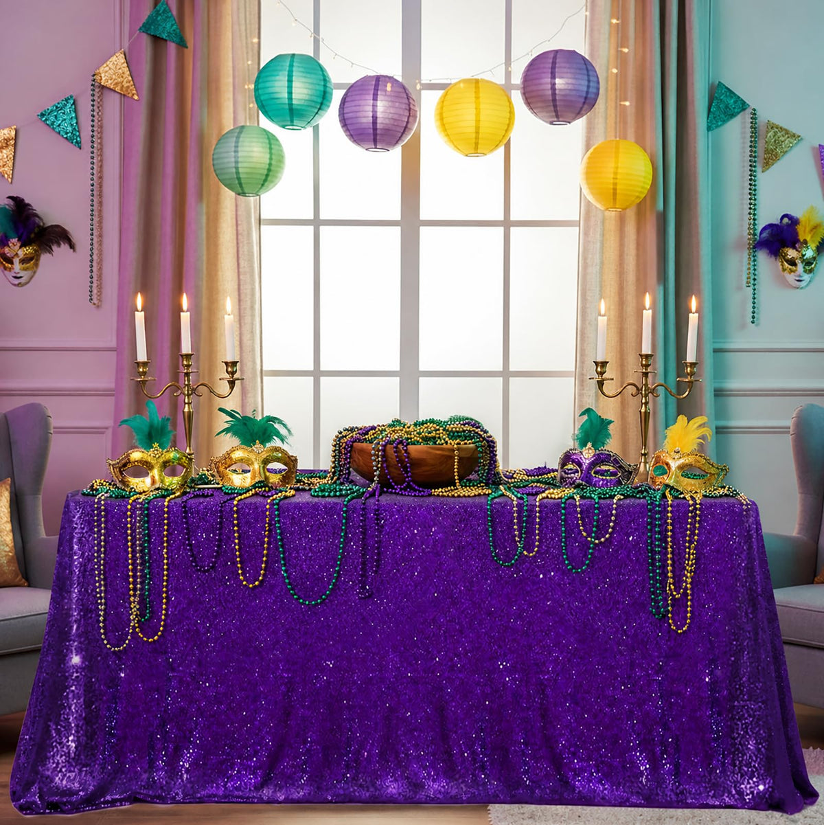 Glitter Table Cloths for Parties Sequin Tablecloths Sparkle Tablecloth for Rectangle Tables 90x132 inch Bridal Shower Tablecloth Glamorous Halloween Wedding Decoration