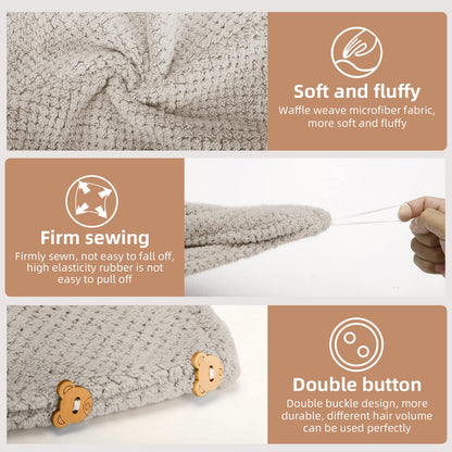 CZZXI 3 PCS Microfiber Hair Towel, Hair Wraps for Women Wet Hair, Fast Drying Hair Turban, Anti Frizz Head Towels Wrap for Curly Hair (Beige, Khaki, Grey) 🍁 All In One Marketplace Canada