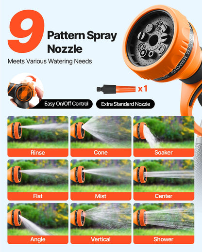 VEVOR Retractable Hose Reel, 115 ft x 1/2 inch, 180° Swivel Bracket Wall-Mounted, Garden Water Hose Reel with 9-Pattern Nozzle, Automatic Rewind, Lock at Any Length, and Slow Return System 🍁 All In One Marketplace Canada