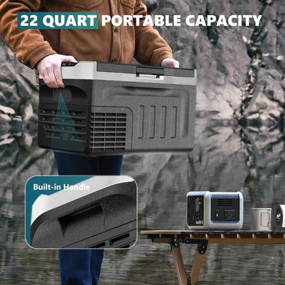 EUHOMY 12 Volt Refrigerator, 22QT(21L) 12V Cooler, Compressor Electric Cooler -4℉~68℉, 12V Fridge 12/24V DC 110-240V AC, Portable Freezer for Camping, Travel, Truck, Home 🍁 All In One Marketplace Canada