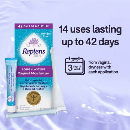Replens Long-Lasting Vaginal Moisturizer and Lubricant, Replenish internal vaginal moisture, Immediate relief, Paraben free, Estrogen Free, Fragrance Free, 14 Applications, 35 g 🍁 All In One Marketplace Canada