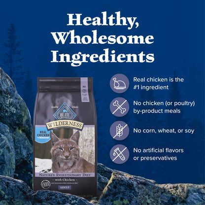Blue Buffalo Wilderness with Chicken Natural High-Protein Grain-Free Dry Food for Adult Cats, Real Chicken First, Antioxidant-Rich LifeSource Bits Support Immunity, Promotes Strong Muscles, 6 lbs. 🍁 All In One Marketplace Canada
