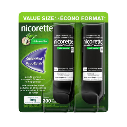Nicorette QuickMist Nicotine Mouth Spray 1mg, Mint – NRT, 2 x 150 Sprays 🍁 All In One Marketplace Canada