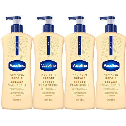 Vaseline Dry Skin Repair Lotion Ultra-Hydrating 72H Moisture, 600mL, 4-Pack 🍁 All In One Marketplace Canada