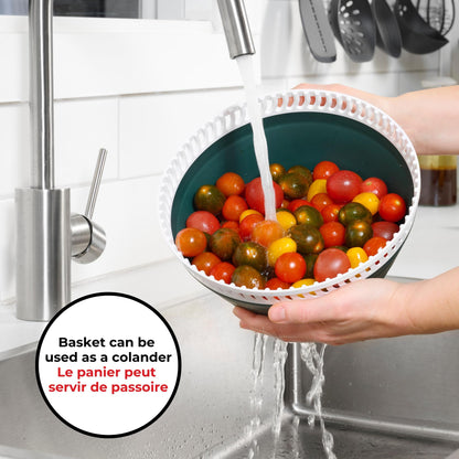 Starfrit Collapsible Salad Spinner 3L Capacity - Compact Storage - Basket Doubles as Colander - Bowl Can Be Used For Serving 🍁 All In One Marketplace Canada