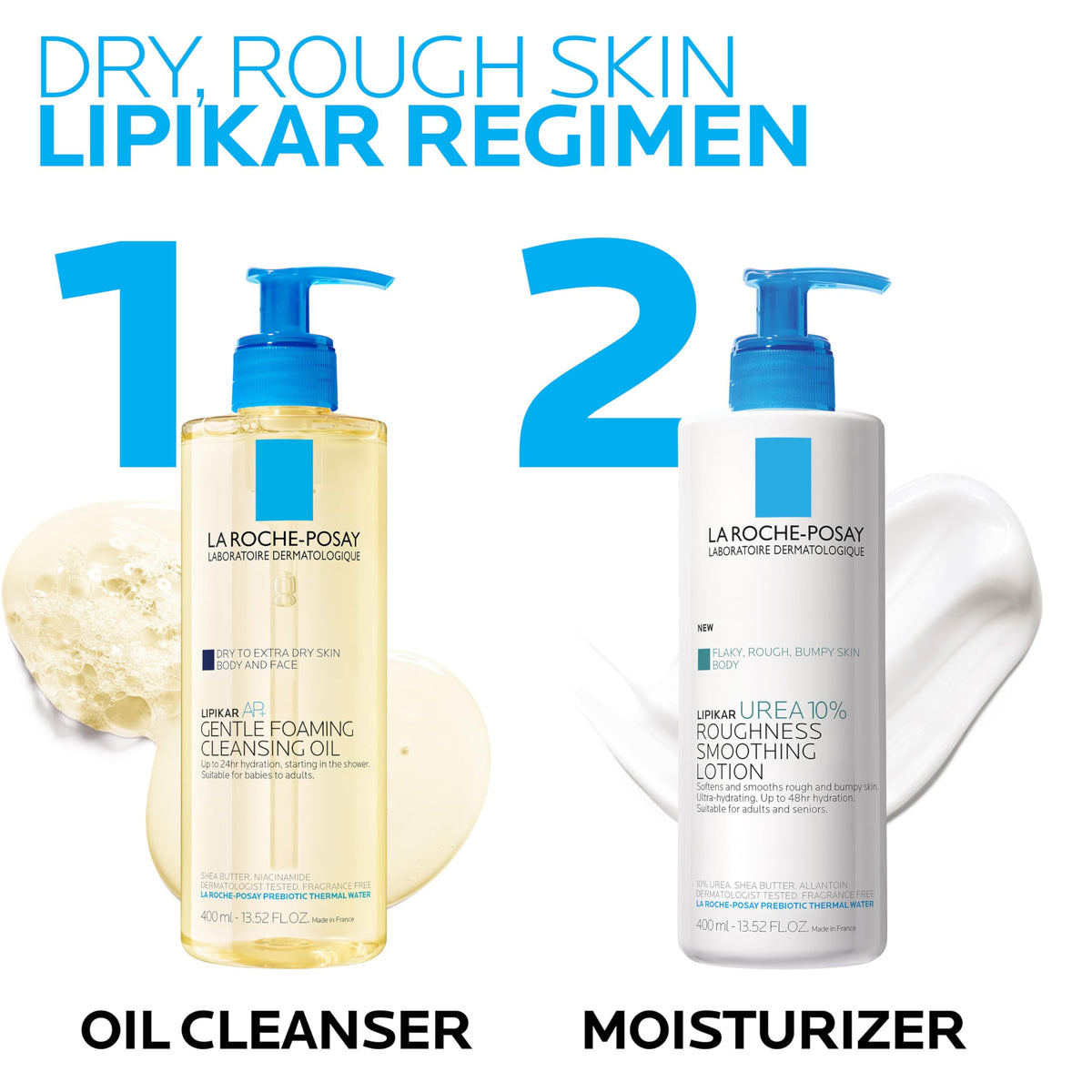 La Roche-Posay Lipikar Lait Urea 10% Body Lotion. For Very Dry, Rouch, and Flaky Skin. Tested on Dry Skin, Age-Related Dryness, Keratosis Pillaris, and Psoriasis. Fragrance-Free, Dermatologist Recommended - 400ML 🍁 All In One Marketplace Canada